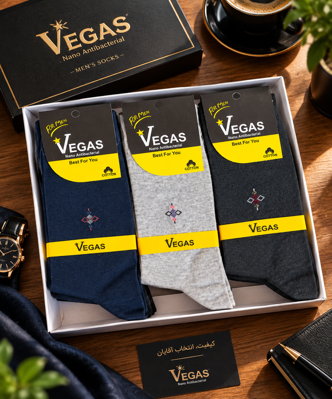 جوراب مردانه ساقدار VEGAS | نخ پنبه هندی